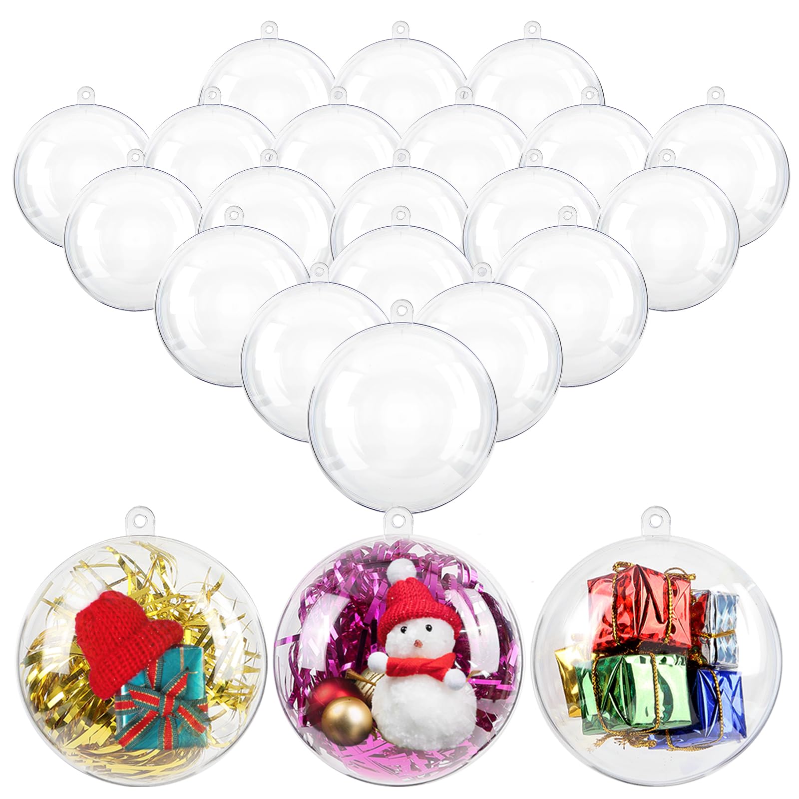 Uten 20 Pcs Christmas Baubles Clear Plastic Christmas Ball Tree Ornaments 8 cm