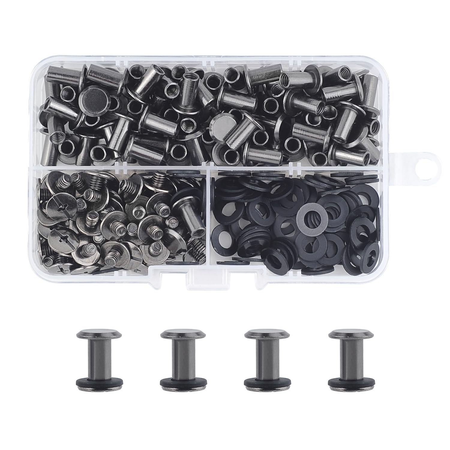 JJWNMLL 80 Sets Chicago Screw Posts, Rivet Chicago Binding Screws, Metal Rivet Replacement Repair for Bags, Collar, Harness, Luggage, Purse, Dog Lead, Backpack, Belt