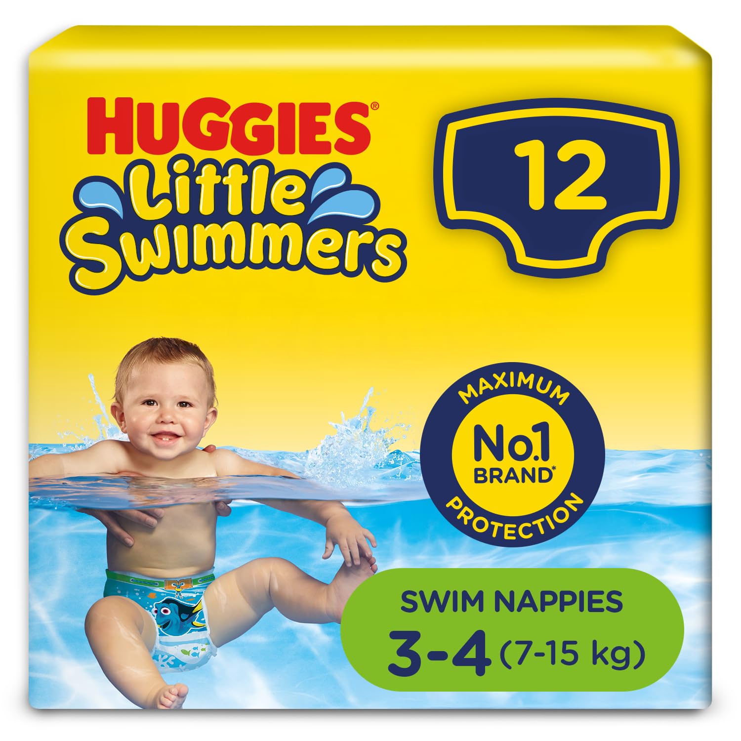 Huggies Little Swimmers Disposable Swim Nappies, Size 3-4 - 12 Pants Total