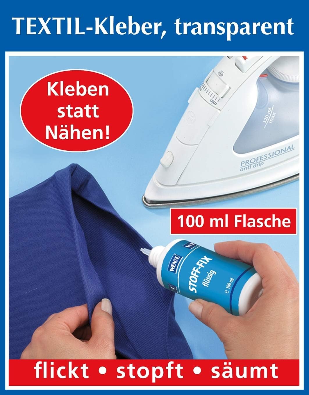Wenko 4881110500 Stoff Fix Flussig Textilkleber Fassungsvermogen 0 1 L Chemische Zusammensetzung 4 X 12 X 4 Cm Amazon De Kuche Haushalt