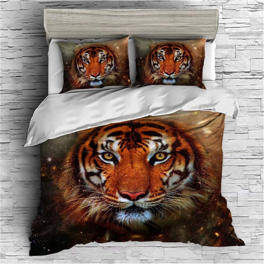 Creative Design Tiger Bedding Set King Size 3D Printed Multicolor Tiger Duvet Cover
