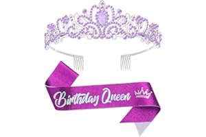 Queenship Birtthday Tiara Crown with Sash for Women Birthday Queen Party