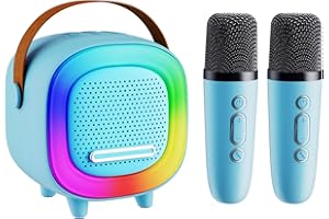 NTEEWAHY Mini Karaoke Machine Speaker for Kids Adults, Portable Bluetooth with 2 Wireless Microphones, Children's Day Birthday Gift Ideas for Toys for Teens Boys and Girls Aged 4, 5, 6, 7, 8, 9, 10, 11, 12+
