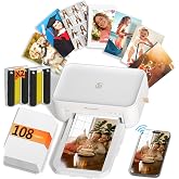 HPRT CP4100 4x6 Photo Printer with 108 Sheets &amp; 2 Ribbons, Full-Color | Thermal Dye Sublimation Wi-Fi Direct, Instant Picture Printer for iPhone/Android, AR Video, Fun App, Home Use, White