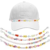 SAMIQU 4PCS Trucker Hat Chains - Decorative Beaded Flower Charms for DIY Hat Jewelry Accessories – For Women's Baseball Caps and Mesh Golf Cap.
