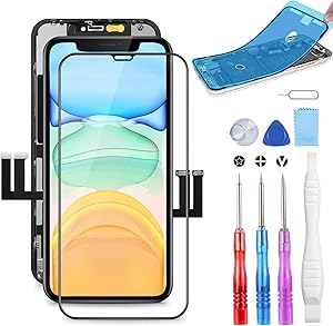 YPLANG for iPhone 11 Screen Replacement, LCD Display Touch Screen Digitizer Assembly with Complete Repair Tool Kit, Tempered Glass, Repair Flowchart, Magnetic Screws Map for iPhone 11 6.1 inch