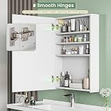 Dripex Single Door Bathroom Mirror Cabinet White 50x70cm Wall Mounted view 6