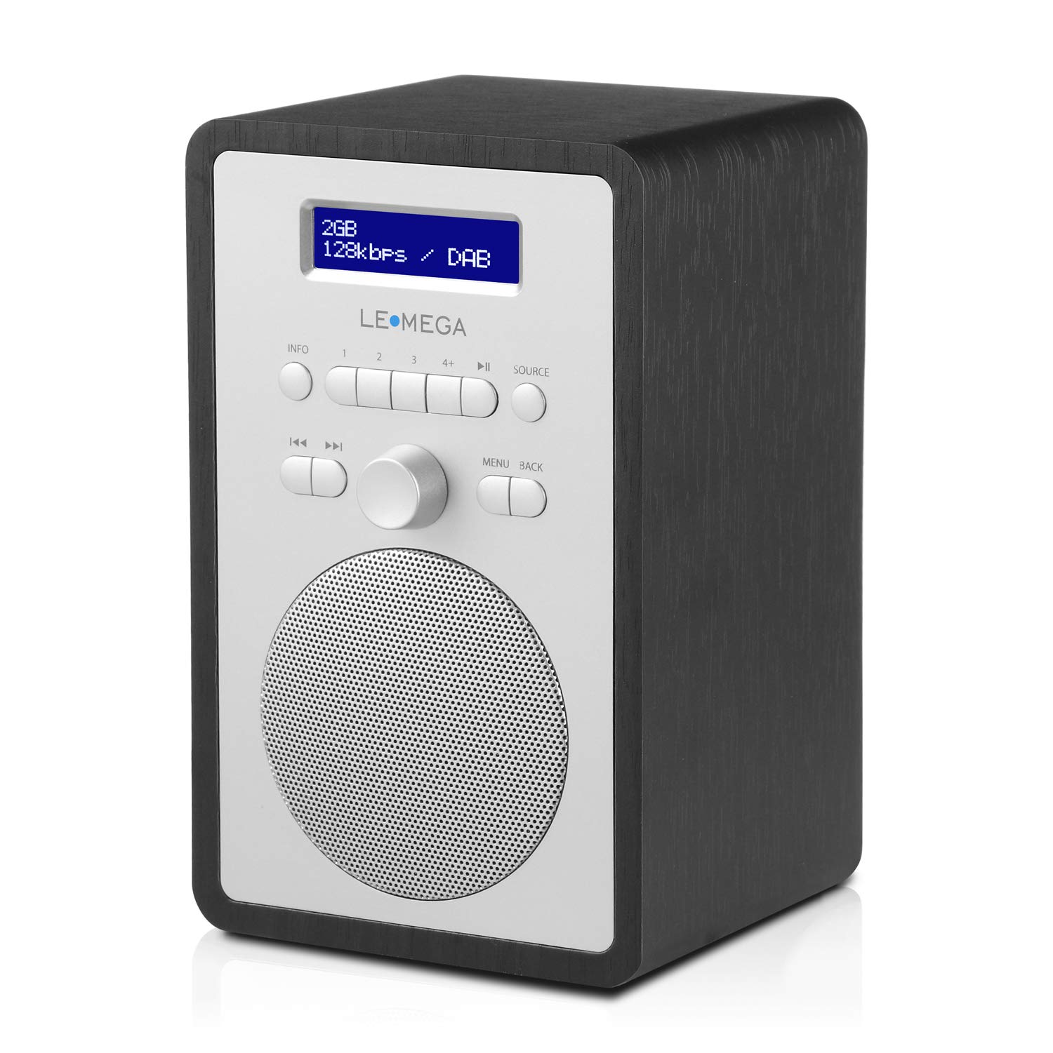 DAB Radio Alarm Clock | DAB+, FM, Dual Alarm Clock | Small Digital Radio for Kitchen & Bedside | 20 Presets, Clear Full Info Display, Headphone Jack, Wood Effect | LEMEGA CR2+