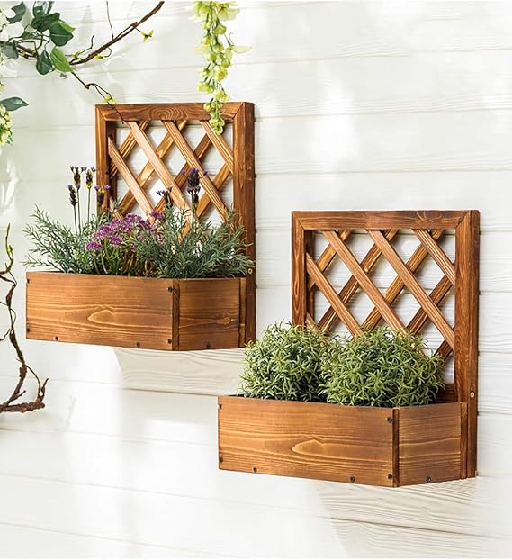 Z Bling Pflanzkasten Mit Spalier Rankhilfe Blumenkasten Pflanzkubel Pflanz Rankgitter Rosenbogen Blumenkubel Aus Holz 72 X 30 X 16 Cm Fur Kletterpflanzen Gartenarbeit Pflanzengefasse Gefasszubehor