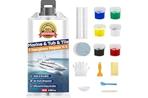 MOSAMNI Gel Coat Repair Kit for Boats (Color Match), Marine Fiberglass Gelcoat Repair Kit for Boats Fixes Holes Chips Pits Cracks Dents Scratches on Fiberglass, Acrylic, Porcelain