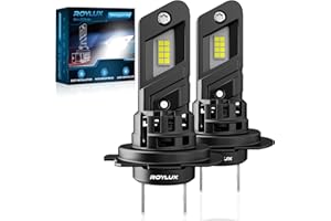 ROYLUX H7 Fog Light Bulbs, 20000LM 600% Brightness Canbus Ready Plug and Play Real 1:1 Mini Size 6000K Cool White with Cooling Fan, Pack of 2