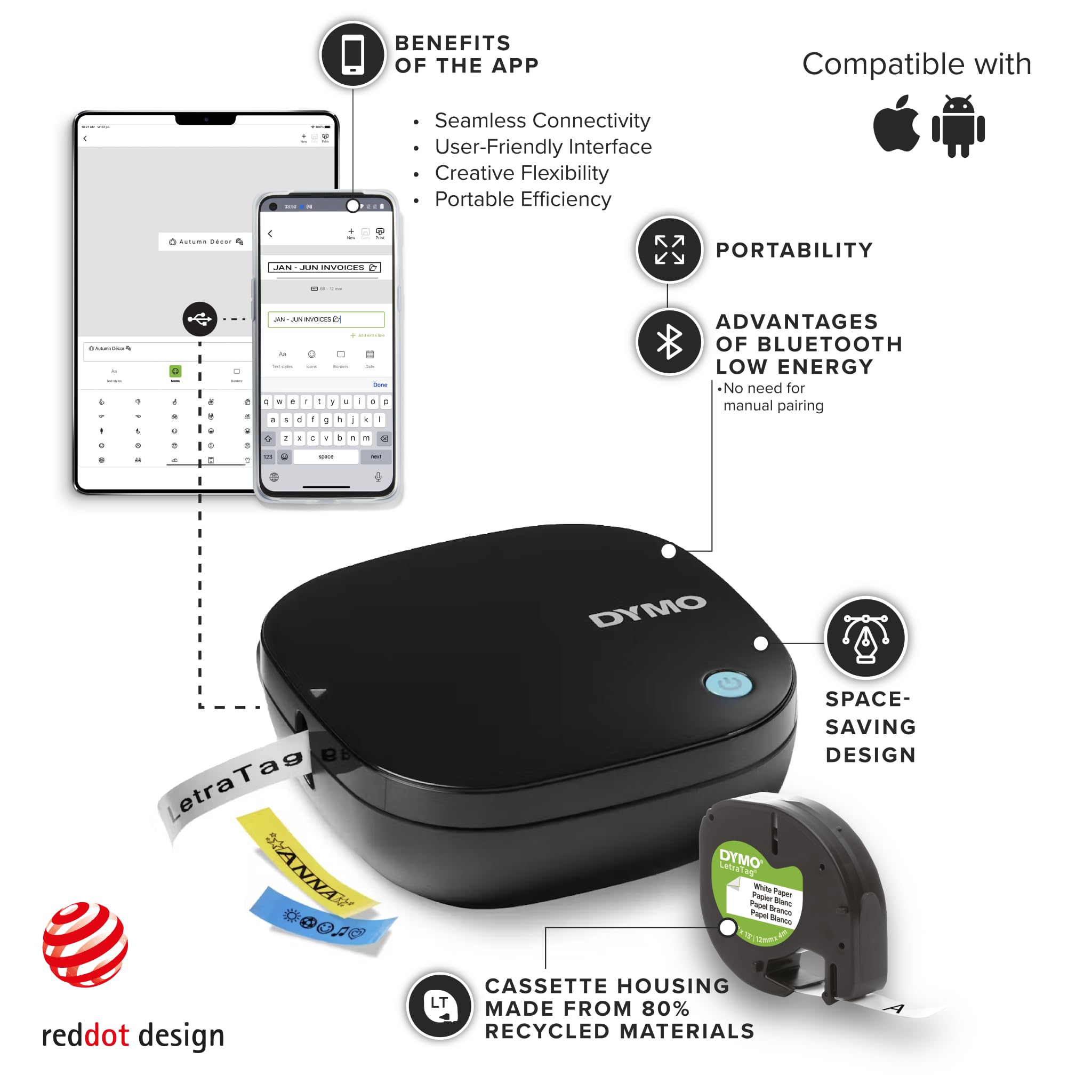 Mua DYMO LetraTag 200B Bluetooth Compact Label Maker, Value Pack ...