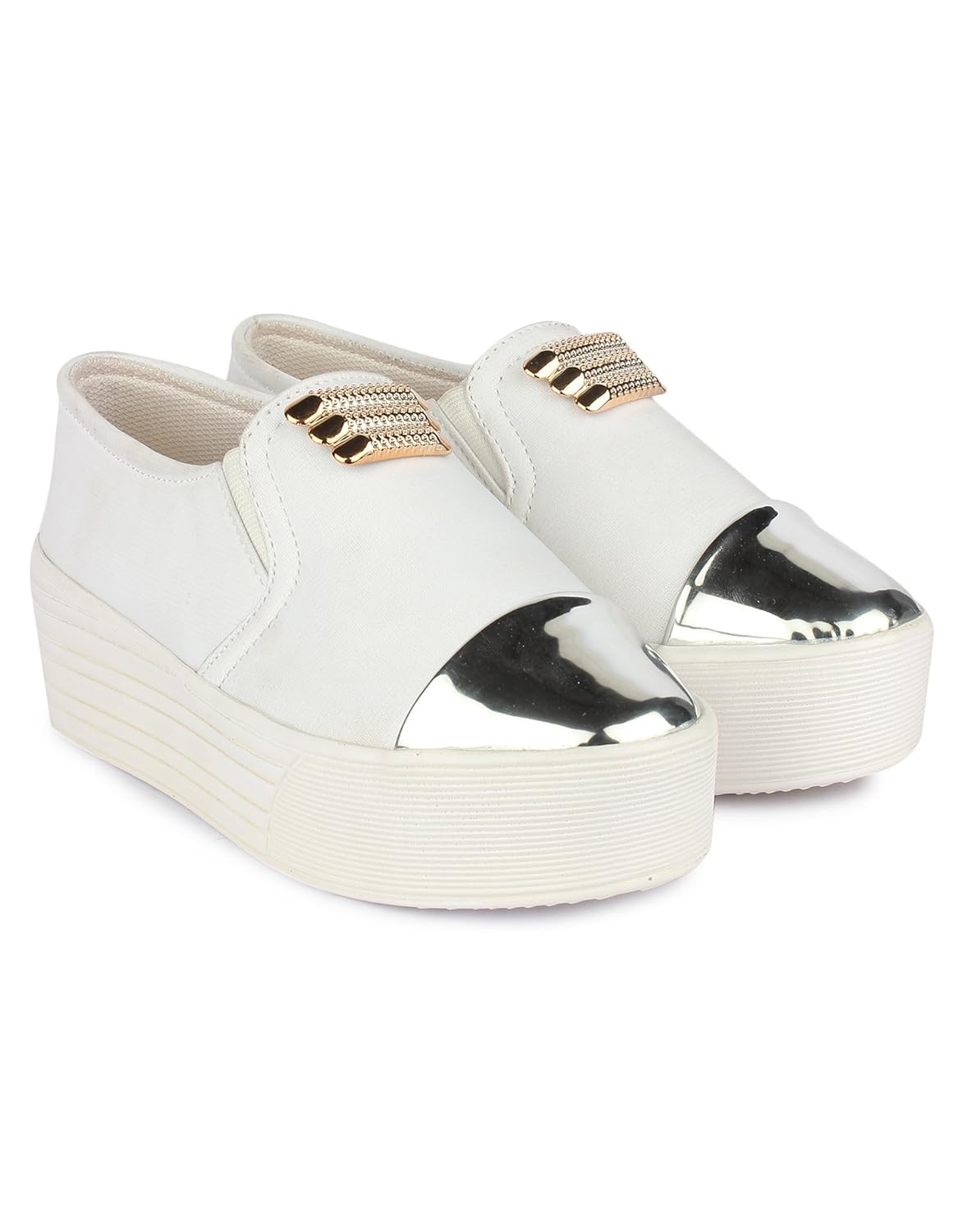 zapatoz womens fabric white color casual shoe