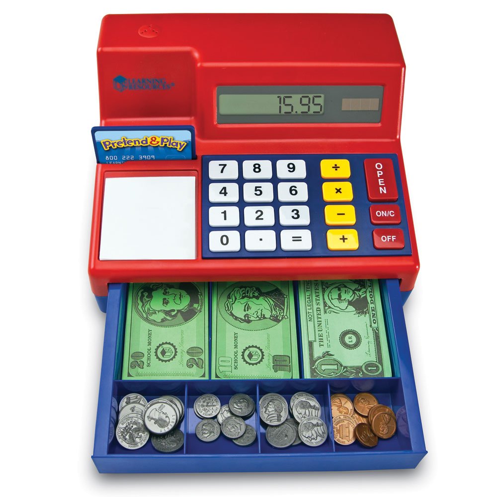 Learning Resources Pretend and Play Calculator Cash Register, 73 Pieces.