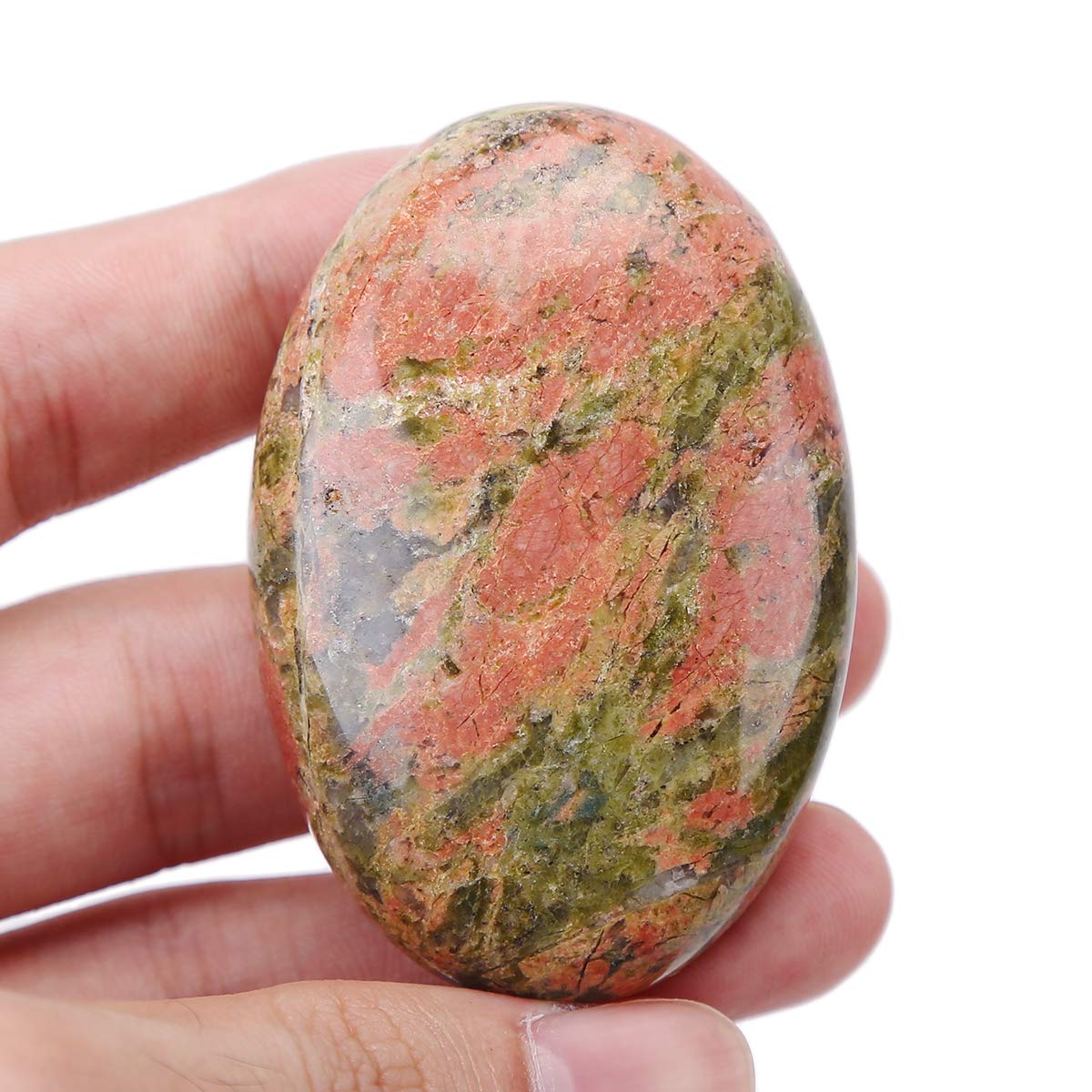 Lovionus89 Unakite Worry Stones, Natural Oval Palm Pocket Healing Crystal Massage Spa Energy Stone โ image 1