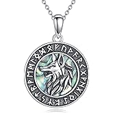 YONFQE Viking Wolf Necklace S925 Sterling Silver Viking Compass Pendant Viking Jewelry Gifts for Men Women
