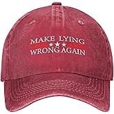 Make Lying Wrong Again Hat Men Dad Hats Vintage Caps Red