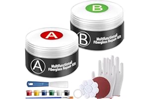 PLACHIDAY Fiberglass-Boat-Repair-Kit, Gel-Coat-Repair-Kit, Marine -Fiberglass-Repair-Kit for Boats, Epoxy Filler for Boats, Fiberglass Repair Kit Fix Holes, Chips, Scratches, Deep Cracks-Color Match