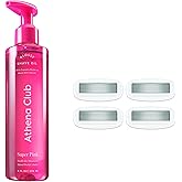 Athena Club Glossy Shave Oil for Women, Hydrating Pre-Shave Oil with Jojoba and Avocado Oils, Smooth Glide for Sensitive Skin, Super Pink Scent, 8 fl oz, Pack of 1 + 4 Razor Blade Refills