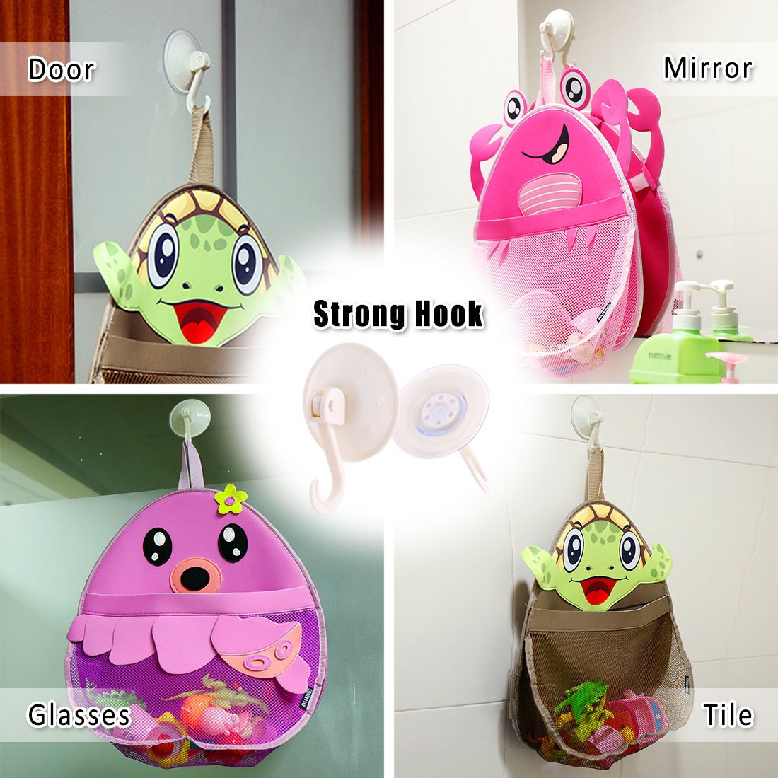 Colorful Fun Hanging Bathroom Basket Bath Toys Storage Bin for Children
