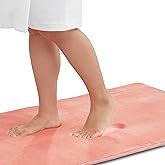 Genteele Memory Foam Bath Mat Non Slip Absorbent Super Cozy Velvet Bathroom Rug Carpet (17 inches X 24 inches, Peach)