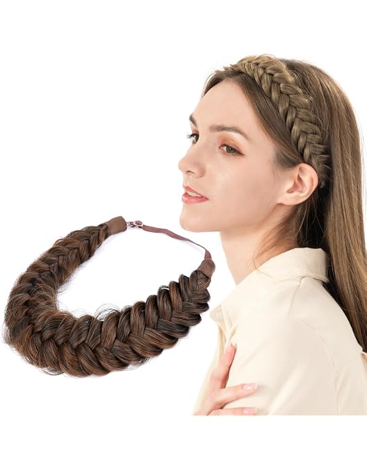 2PCs Braided Headbands Women Synthetic Hair Dual Use Elastic Comfortable Amazon.com : DIGUAN 2 Strands Synthetic Hair Braided  main image 2