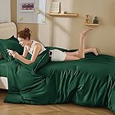 Litanika Dark Emerald Green Twin/Twin XL Comforter Set, 2 Pieces Solid Forest Bedding Set, All Season Fluffy Bed Set (66x90In Comforter & 1 Pillowcase)