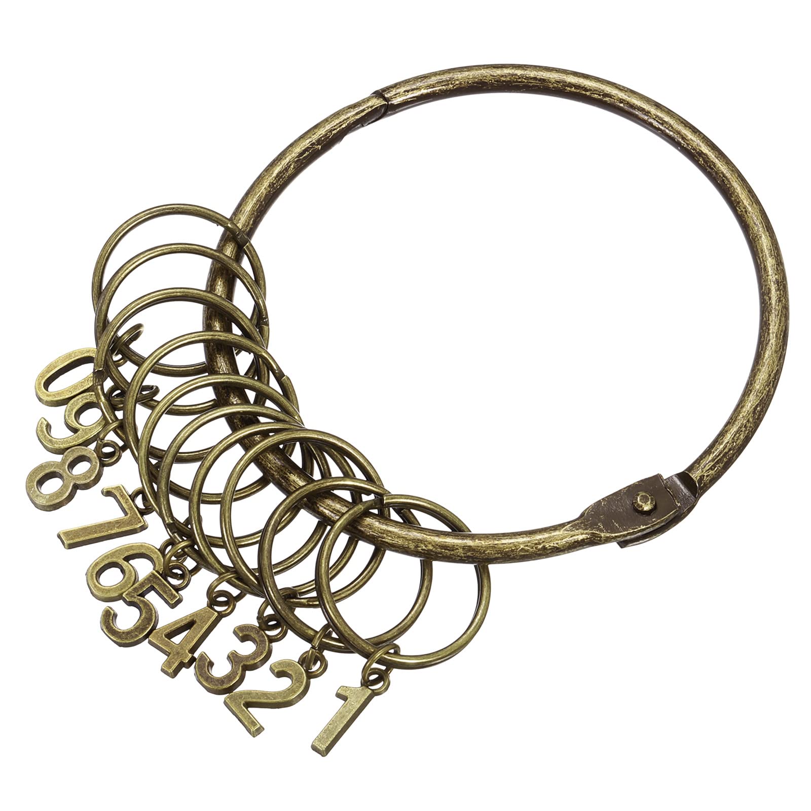 PATIKIL 3.4 Inch Dia Key Organizer Keychain, 1pcs Key Management Holder with 10 Digits Key Rings for Office, Bronze