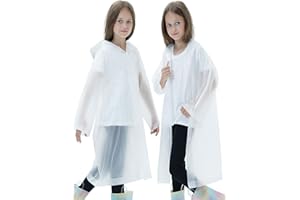 2 Pack Raincoats for Kids, Borogo Reusable Rain Ponchos with Hood and Sleeves Rain Coats for Boys and Girls