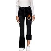 KDF Women's Flare High Waisted Bell Bottom Jeans - Thermal Fleece Lined Winter Warm Pants