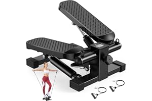 HCOIW Steppers for Exercise at Home - Stair Stepper with Resistance Band, Mini Stepper with 300lb Weight Capacity, Exercise Equipment, Full Body Workout Machine, Adjustable Resistance, LCD Monitor
