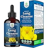 Organic Mullein Drops for Lungs - Herbal Lung Detox &amp; Cleanse with Marshmallow Root Extract &amp; Plantain Leaf for Respiratory Lung Health - Mullein Leaf Tincture Drops for Breathing Support - 4 Fl Oz