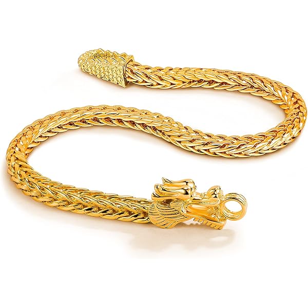 Amazon.com: Skcess Bracelet Men Gold, Chain Bracelets Dragon Head