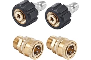 Raincovo Pressure Washer Quick Connect Fittings, M22 14mm to 3/8 Inch Hose Adapter, 4 Pieces