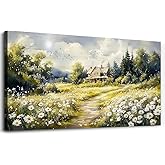 ERQINHUA Large Wall Art For Living Room Canvas Wall Decor For Bedroom Field Scenery Flower Watercolour Painting Office Decorations Stretched And Framed Wall Pictures Artwork Home Decor 20"X40"