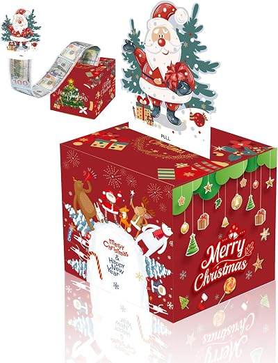 Aisszhao Christmas Money Box Gift Box with Cards 30 Bags DIY Surprise