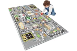KEBEXXY Kids Rug Play Mat Great for Playing with Cars and Toys,Educational Kid Road and Traffic City Life Carpet,Children Baby Fun Throw Rug for Bedroom Play Room,31X47Inch/80X120CM