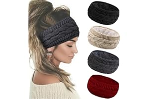 Huachi Winter Headbands for Women Ear Warmers, Warm Headbands for Women Winter Accessories, Cold Weather Headband for Women's Hair Fleece Lining Headband Christmas Gifts