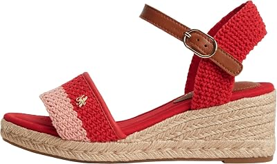 Femmes Th Mid Espad Wedge Crochet FW0FW09516 Sandales à Talons, Rouge, 3.5