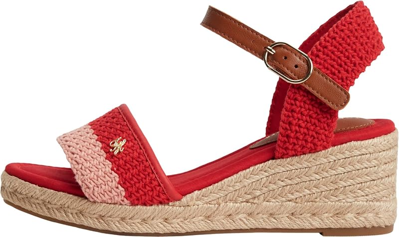 Femmes Th Mid Espad Wedge Crochet FW0FW09516 Sandales à Talons, Rouge, 3.5