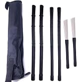 TUOREN Drum brush Kit Nylon Cajon Brushes Light &amp; Standard Size 1 Pair Retractable Nylon Brush Stick with Comfortable Rubber Handles for Cajon Jazz Percussion Accessories (Black)