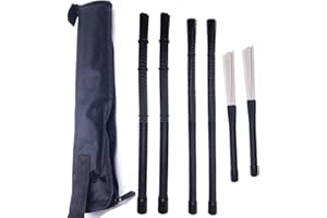 TUOREN Drum brush Kit Nylon Cajon Brushes Light & Standard Size 1 Pair Retractable Nylon Brush Stick with Comfortable Rubber 