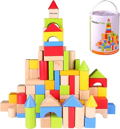 Pidoko Kids Wooden Building Blocks Set 