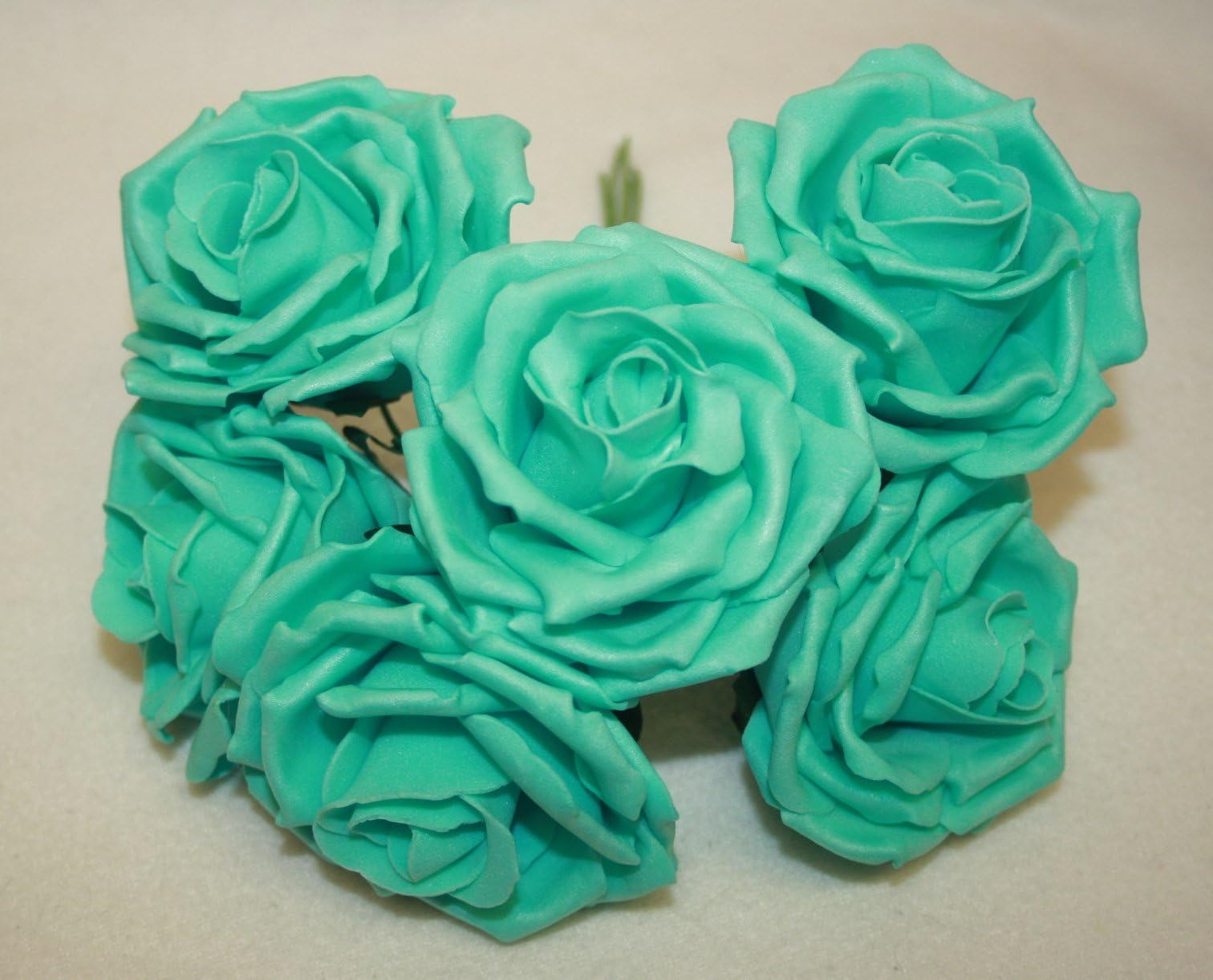 wfc large open head foam roses wedding bouquet flowers (tiffany blue)