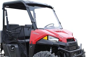 SuperATV Full Windshield for 2015-2021 Polaris Ranger Midsize 570 / Crew | 2017+ Ranger Midsize 500 / ETX | 1/4" Thick Clear Scratch Resistant Polycarbonate | Includes Pre-installed Bulb Seal