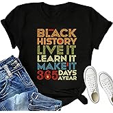 FCGHSII Black History Shirts for Women: African American T-Shirt Tops Black History Month Short Sleeve