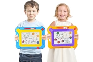 YONGNKIDS 2 Pack Medium Magnetic Drawing Board, Learning Toys for Toddlers 1-3 2-4 Drawing Game, Colorful Magnetic Drawing Doodle Board Pad Tablet for Kids Adults Educational & Art Activities