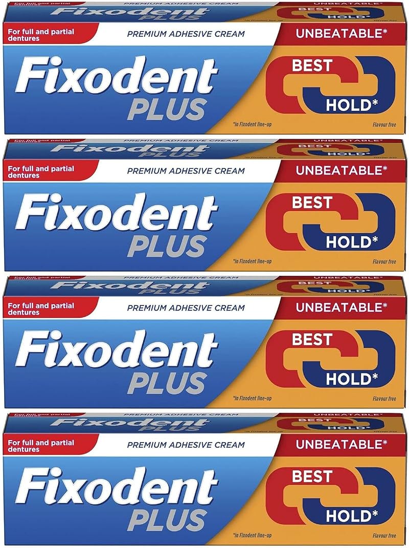 Fixodent Denture Adhesive Cream Dual Power 40g Four Pack