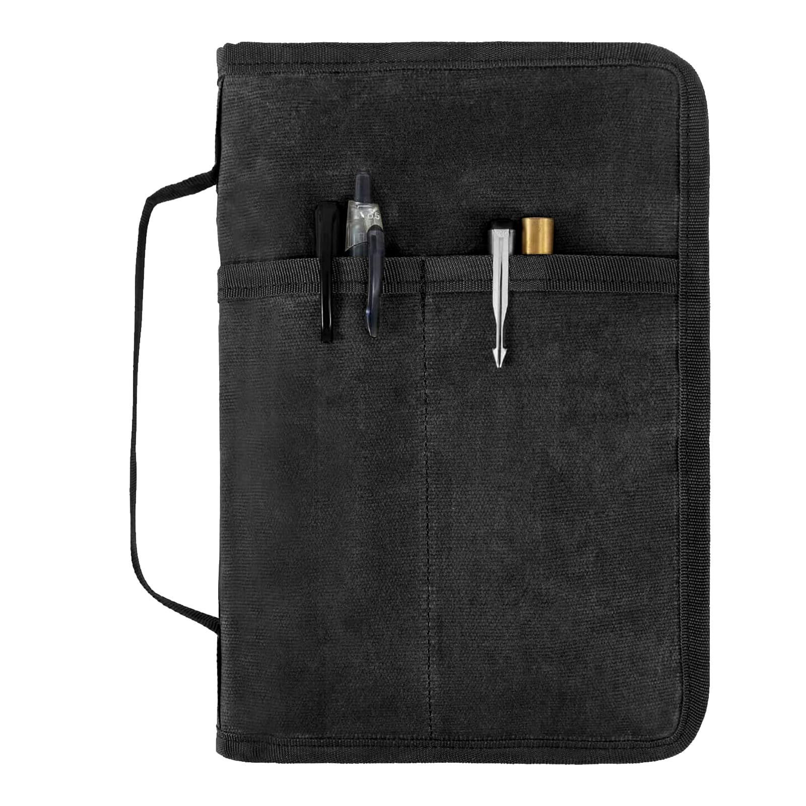 Photo 1 of Field Notes Notebook Cover for 6.7 X 9.8 Inch with A5 Journal Cover Notebook Zipper Pocket Planner for Pen Holder,Water Resistant Cover Notebooks Sketchbook,Waterproof Waxed Canvas (Black)