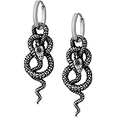 HAQUIL Snake Earrings, Vintage Retro Gothic Snake Serpent Totem Hoop Dangle Drop Earrings, Goth Jewelry Gift